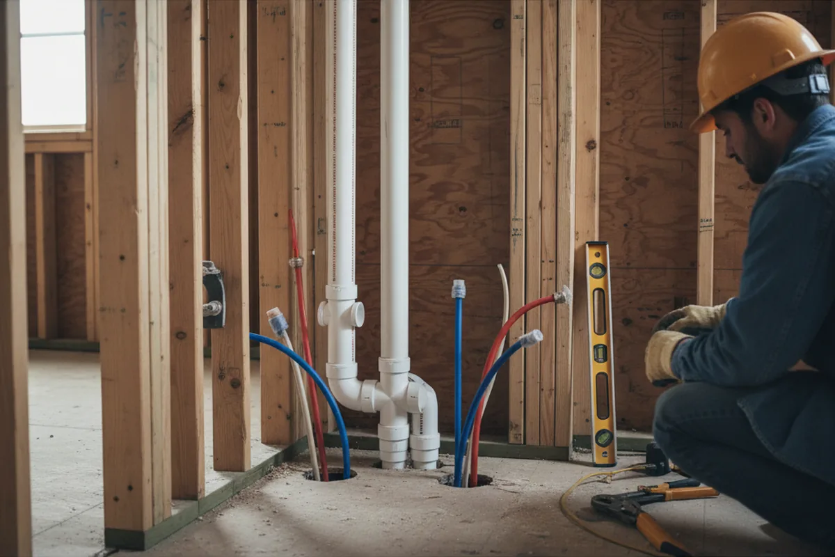 Drain and supply rough-in during Garbage Disposal Repair in Alexis